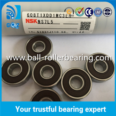 प्लास्टिक पिंजरे रबर सील लघु गेंद बीयरिंग NSK 608-2RS 608T1XDD1MC3ER J NS7L5