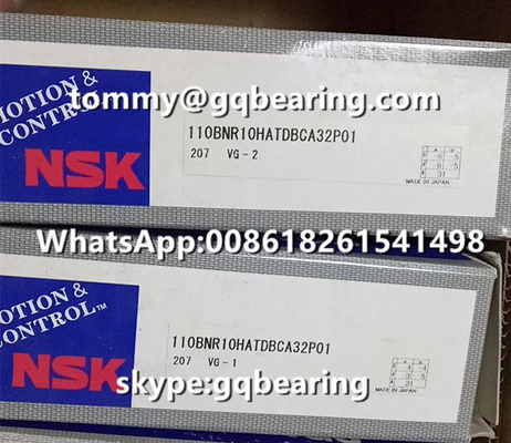 सिरेमिक सामग्री गेंदों NSK 110BNR10HATDBCA32P01 सुपर परिशुद्धता धक्का कोणीय संपर्क गेंद असर